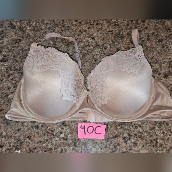 Maidenform 40C Bra Soft Satin Lace Nude Dm1195 0123z0 Adjustable Straps Crossbac - Picture 1 of 5